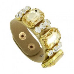 Alluring Shinning Jewelry Crystal Snap Button Leather Bracelets