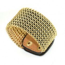 Luxury Bright Gold Chain Snap Button Alloy Leather Bracelets
