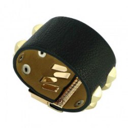 Charming Fashion Bangles Gold Rivet Alloy Leather Bracelets