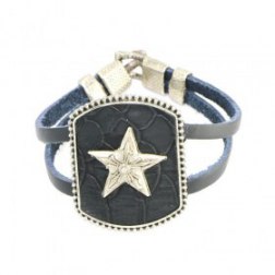 Classic Metal Lucky Star Black Alloy Leather Bracelets