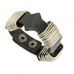 Movable Metal Circles Snap Button Leather Bracelets