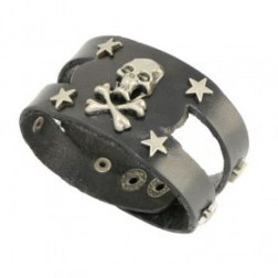 Punk Design Metal Star Skull Snap Button Leather Bracelets