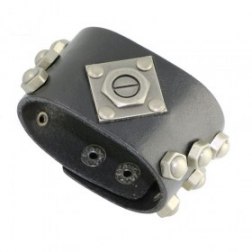 Men's Fashion Metal Rivet Ornament Snap Button Leather Bracelets