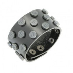 Classic Black Metal Rivet Snap Button Leather Bracelets