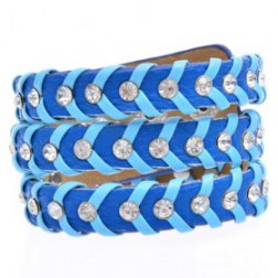 Attractive Crystal Jewelry Alloy Snap Button Leather Bracelets