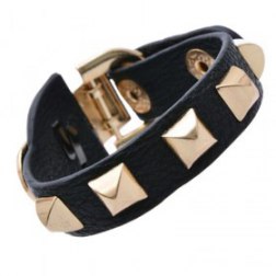 Buckle Adjustable Gold Metal Rivet Leather Bracelets