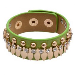 Alluring Diamond Gold Rivet Snap Button Leather Bracelets