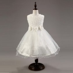 Summer Sleeveless Rosette Embellishment Tulle Skirt Girl's Princess Dress