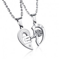 Stainless Steel Key Puzzle Couple Necklace
