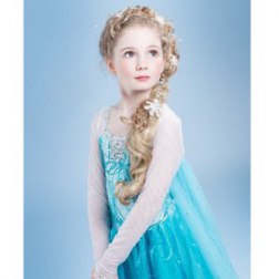 Contrast Frozen Snowflake Print Girl's Princess Dress