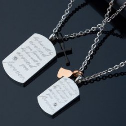 Fashion Elegant Lovers Engravable Diamond Dog Tag Necklace