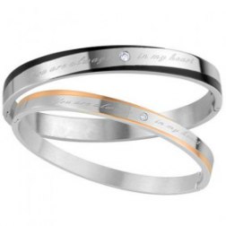 Two-tone Couple Style Bangle Bracelet Jewelry