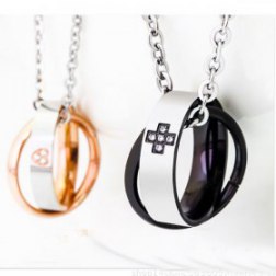 Valentine Interlocking Double Rings Diamond Necklace