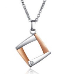 Two-stone Diamond Embellished Square Shaped Necklace