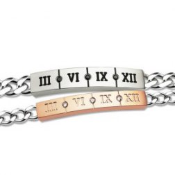 Roman Numerals Titanium Steel Couple Bracelet