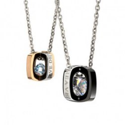 Geometric Shaped Sparking Diamond Couple Necklace