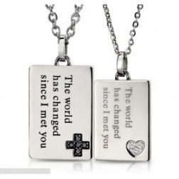 Crystal Embellished Rectangular Pendant Necklace