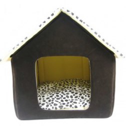 Folding Coffee Leopard Dog House