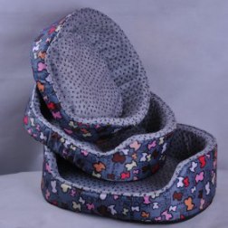 Floral Round Dog Cushions with Paw Pattern Print Inner S-L