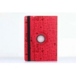 360 Rotating Case for Apple iPad Pro with Auto Wake/Sleep Function (Red Pattern)