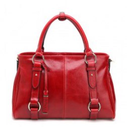 Large Belt Accent Genuine Leather Tote Bag