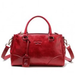 Soft Genuine Leather Lady Tote Handbag Three Zipper Design