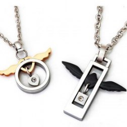 Angel Wings Titanium Steel Couple Necklace Jewelry
