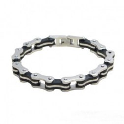 Crucible Bicycle Style Link and Rubber Accents Chain Bracelet