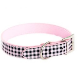 Adjustable PU Leather Grids Pattern Collar