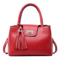 Tassel Turn Twist  Genuine Leather Tote Handbag
