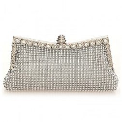 Dimple Mesh Beaded Mini Clutch Evening Bag