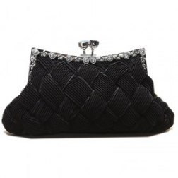 Elegant Braided Pleated Rhinestone Clutch Evening Bag