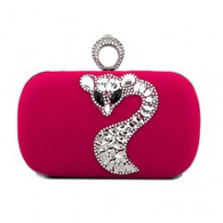 Ring Evening Cocktail Clutch with Crystal Fox Pattern