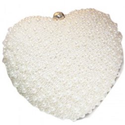 Pure Pearl Heart Shaped Clutch Evening Hand Bag