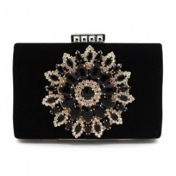 Vintage Floral Rhinestone Diamond Large Evening Bag