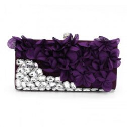 Dazzling Rhinestone Chic Floral Evening Party Clutch