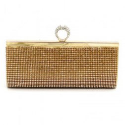 Rhinestone Ring Flap Evening Bag Clutch