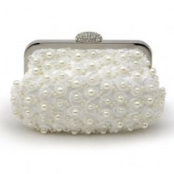 Mini Satin Soft Clutch Pearl Handbag Evening Bag