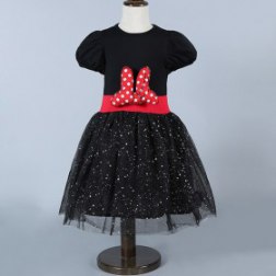Puff-sleeves Sequin Girl's Dress
