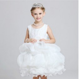 Sleeveless Flower Embroidered Bodice Ball Dress