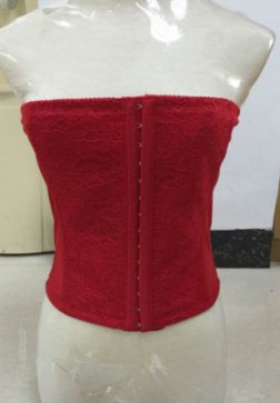 Red Floral Embroidered Lace Underbust Corset