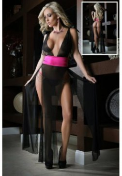 Deep V Long Flyaway Mesh Gown