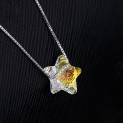 S925 Sterling Sliver Star Pendant Necklace Made with Swarovski Elements Crystal