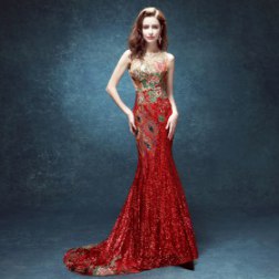 Luxurious Sequin Backless Mermaid Gown Dress