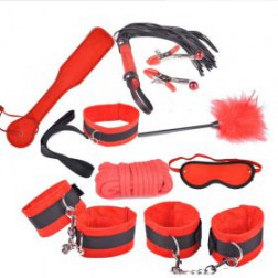 9pcs Red PU Leather Fetish Bondage Kits