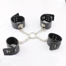 Black Leather SM Bondage Handcuffs