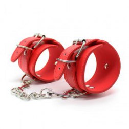 Red Leather Bondage Restraints Cuffs