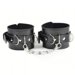 Black Leather Bondage Restraints Cuffs