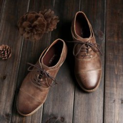 Women Leather Oxford Flat Shoes