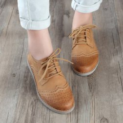 Genuine Leather Oxford Flat Shoes